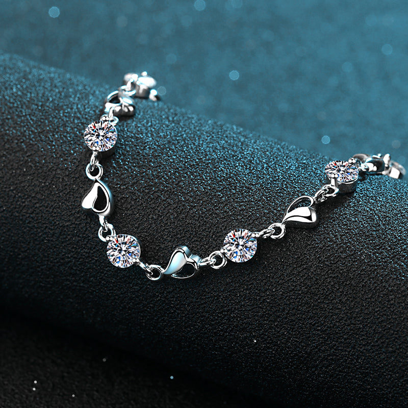 Lanjewels Love Heart Moissanite Diamond Bracelet 3.5 ct