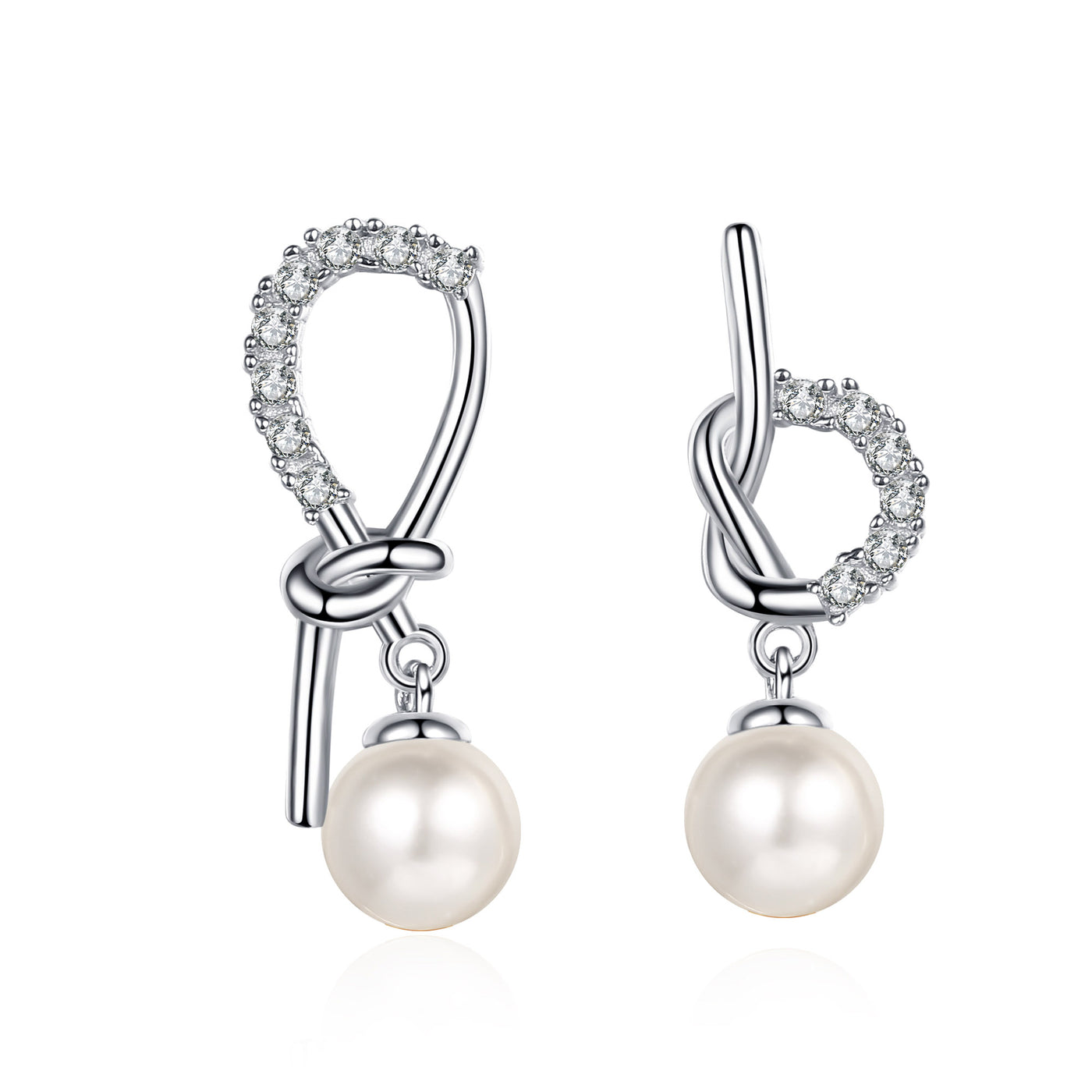 LANjewels Fashion Asymmetric Moissanite Pearl Drop Earrings