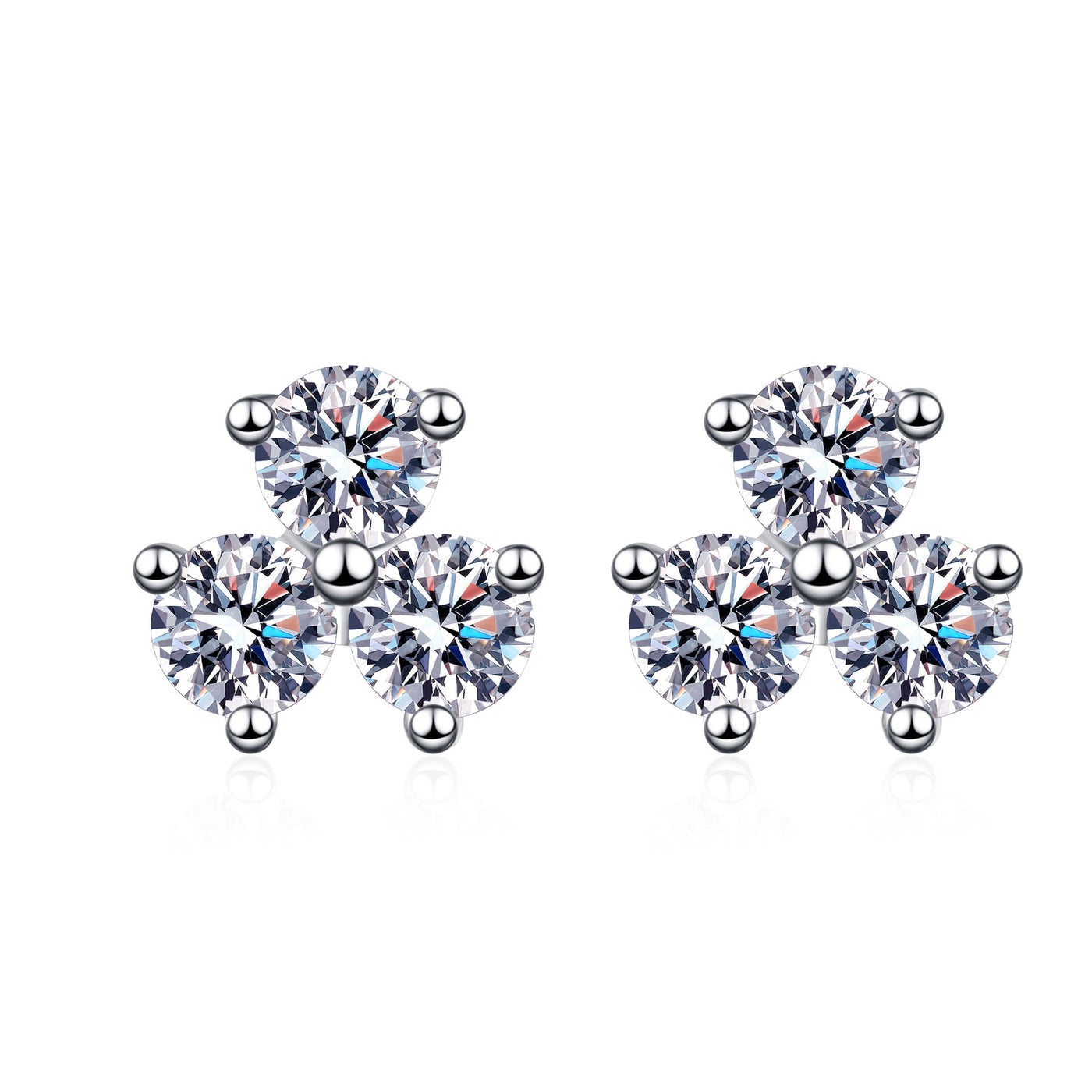 LANjewels Three-Stones Moissanite Stud Earrings (0.6 ct.tw.)