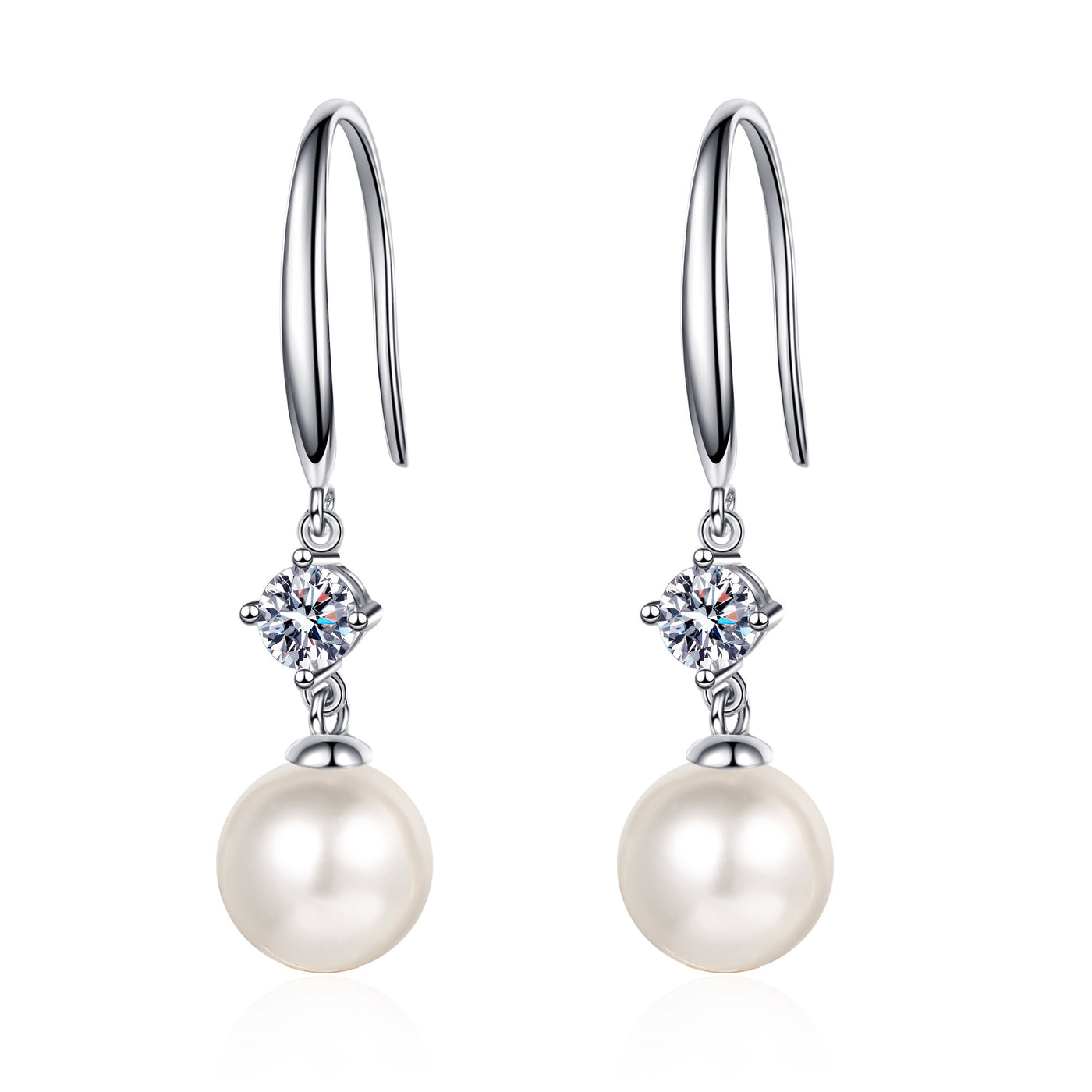 LANjewels Classic Four-Prong Moissanite Pearl Drop Earrings (0.3 ct.tw.)