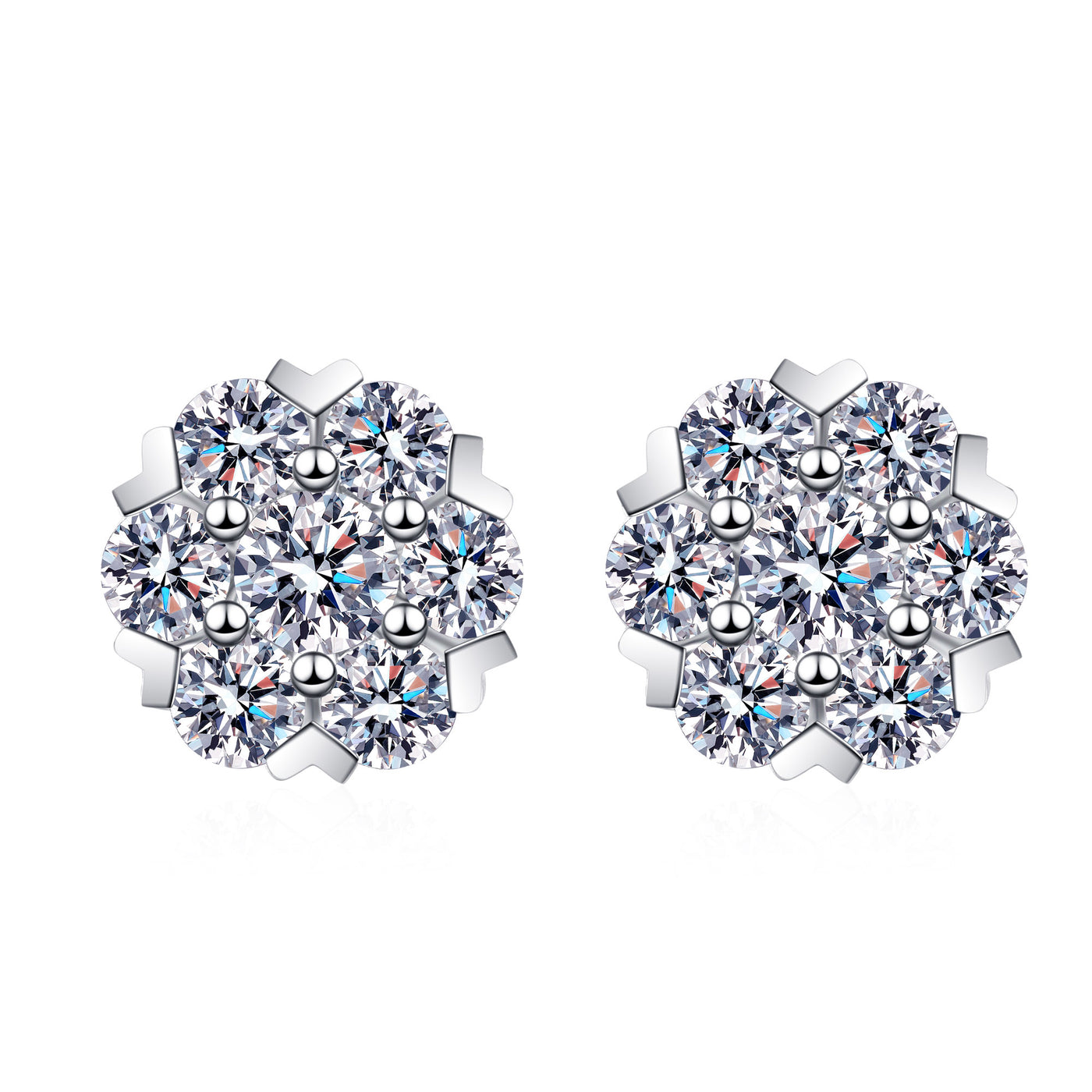 LANjewels Snowflake Moissanite Stud Earrings