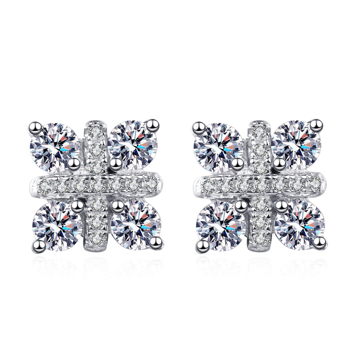 LANjewels Four-Stones Cross Moissanite Stud Earrings (0.48 ct.tw.)