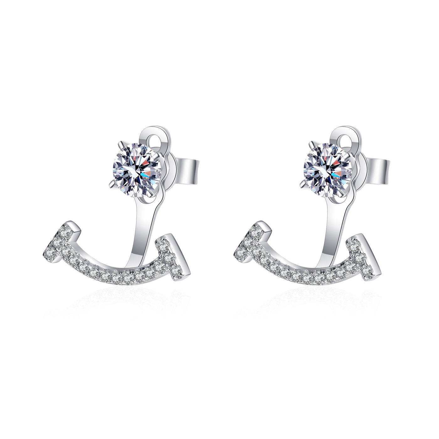 LANjewels Smile Face Moissanite Pearl Drop Earrings (0.2 ct.tw.)