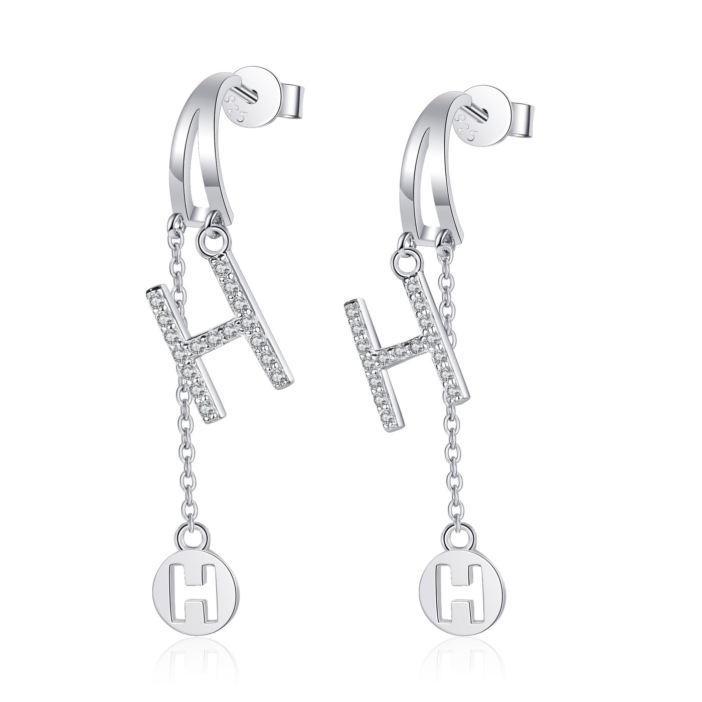 LANjewels Fashion H Letter Moissanite Drop Earrings (0.17 ct.tw.)