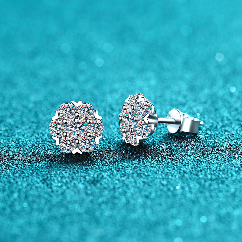 LANjewels Snowflake Moissanite Stud Earrings