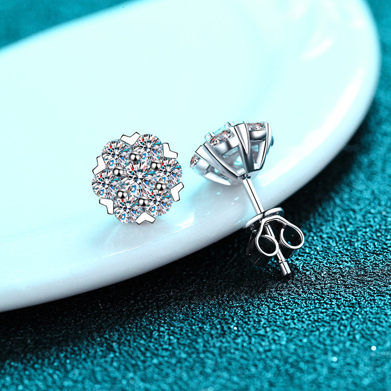 LANjewels Snowflake Moissanite Stud Earrings