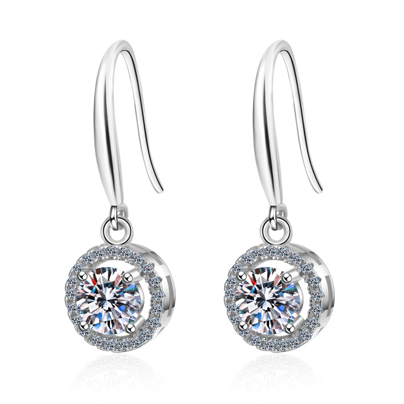 LANjewels Stunning Halo Moissanite Drop Earrings