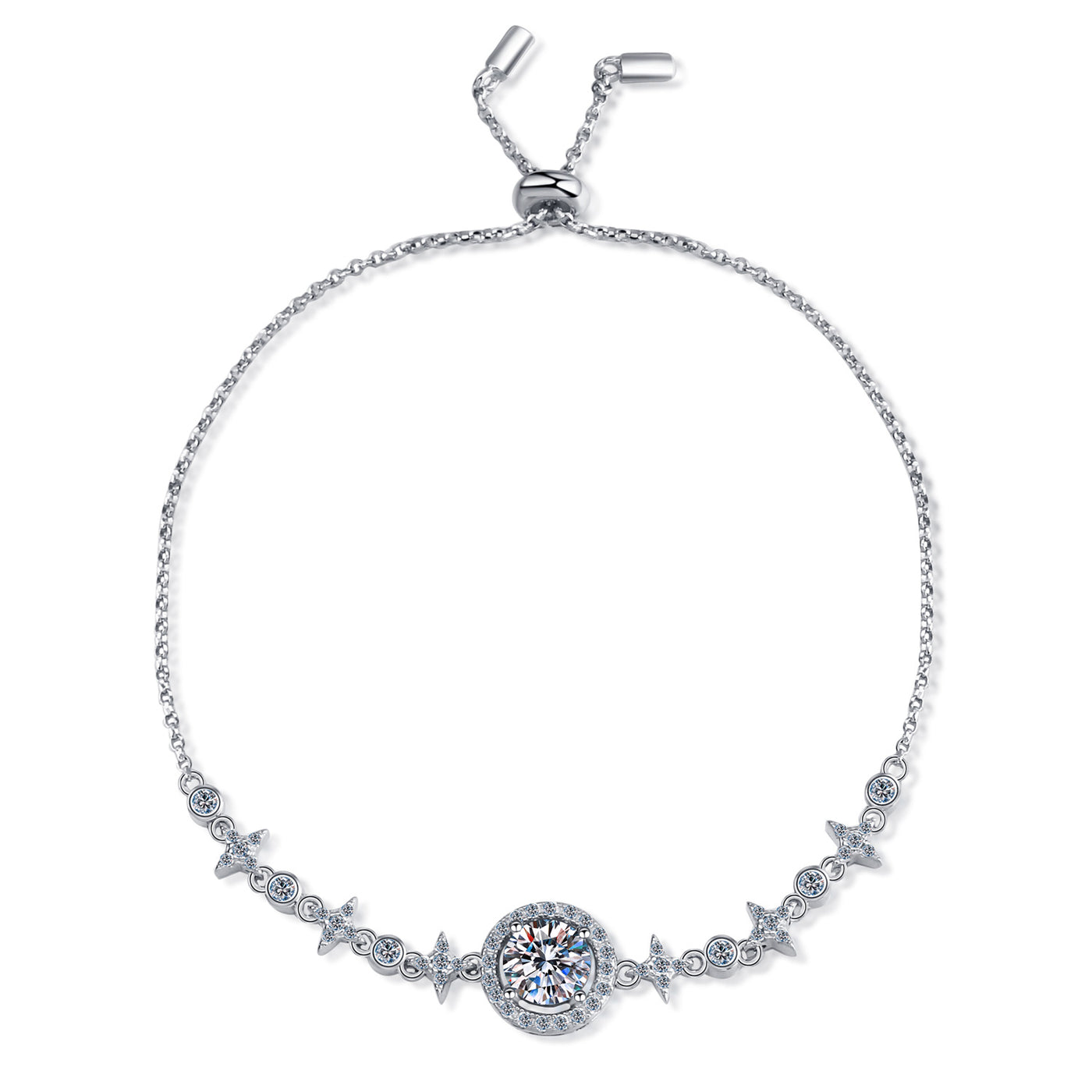 Lanjewels Halo Round Star Moissanite Diamond Bracelet 1.0 ct