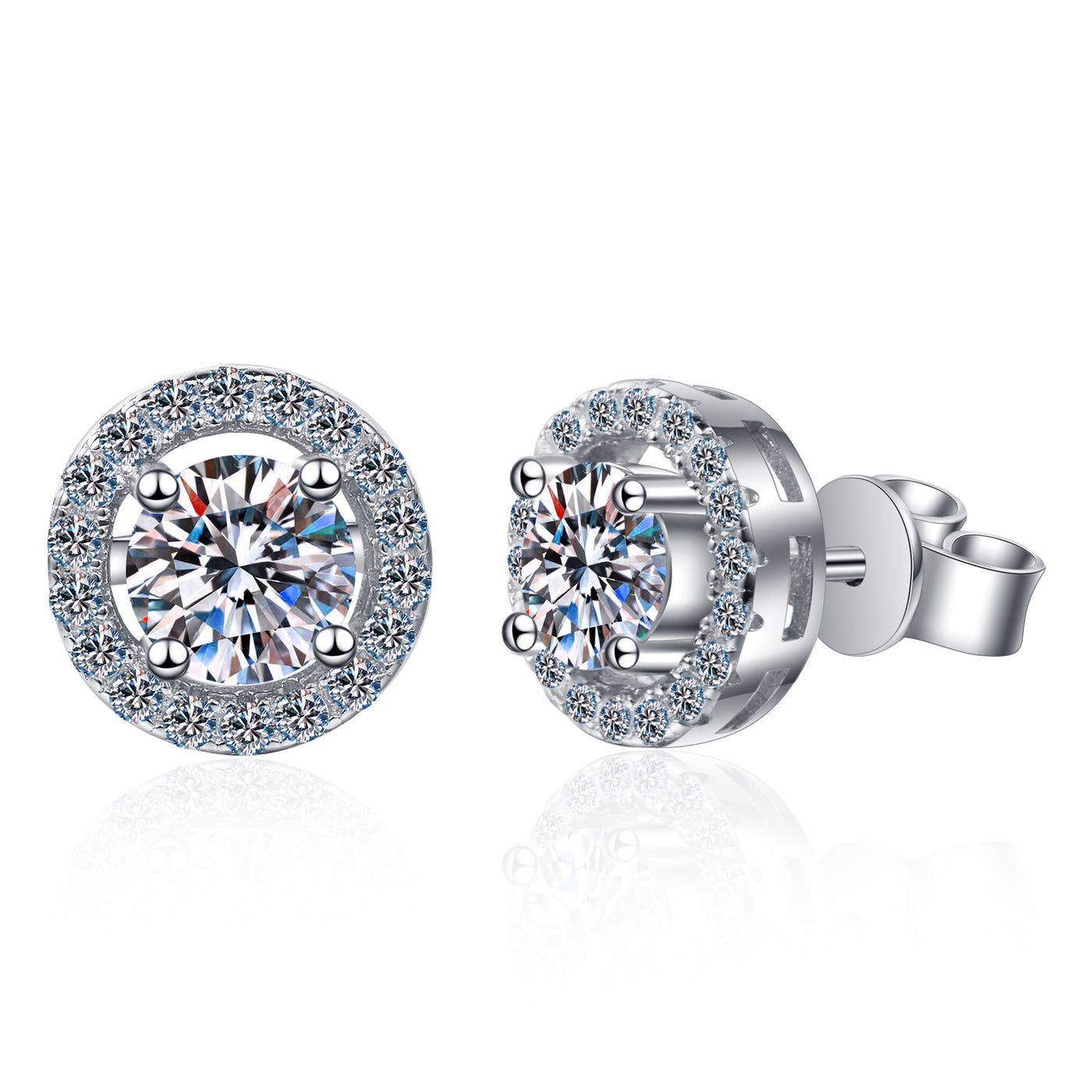 LANjewels Stunning Halo Moissanite Stud Earrings (1.0 ct.tw.)