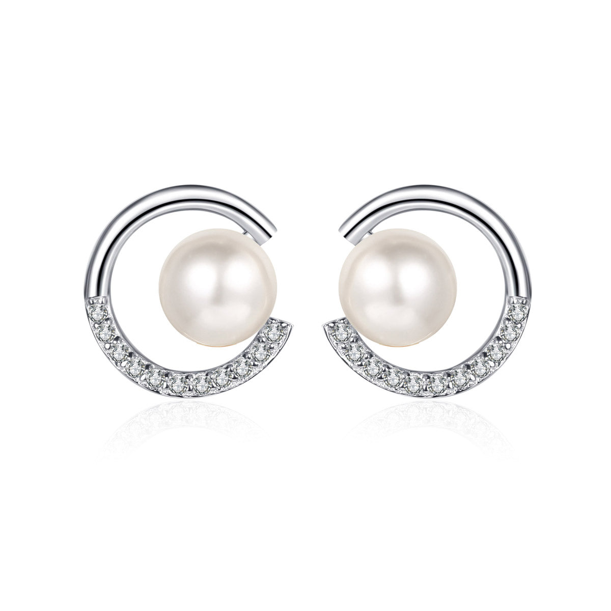 LANjewels Elegant Moissanite Pearl Stud Earrings