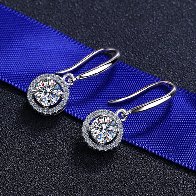 LANjewels Stunning Halo Moissanite Drop Earrings