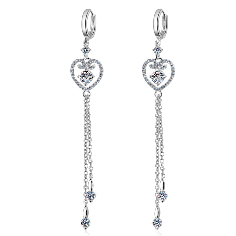 LANjewels Heart Tassel Moissanite Drop Earrings (1.0 ct.tw.)