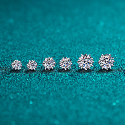 LANjewels Snowflake Love Moissanite Stud Earrings