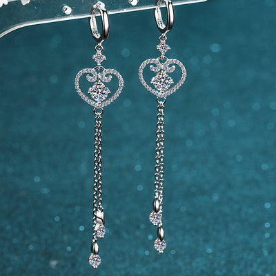 LANjewels Heart Tassel Moissanite Drop Earrings (1.0 ct.tw.)