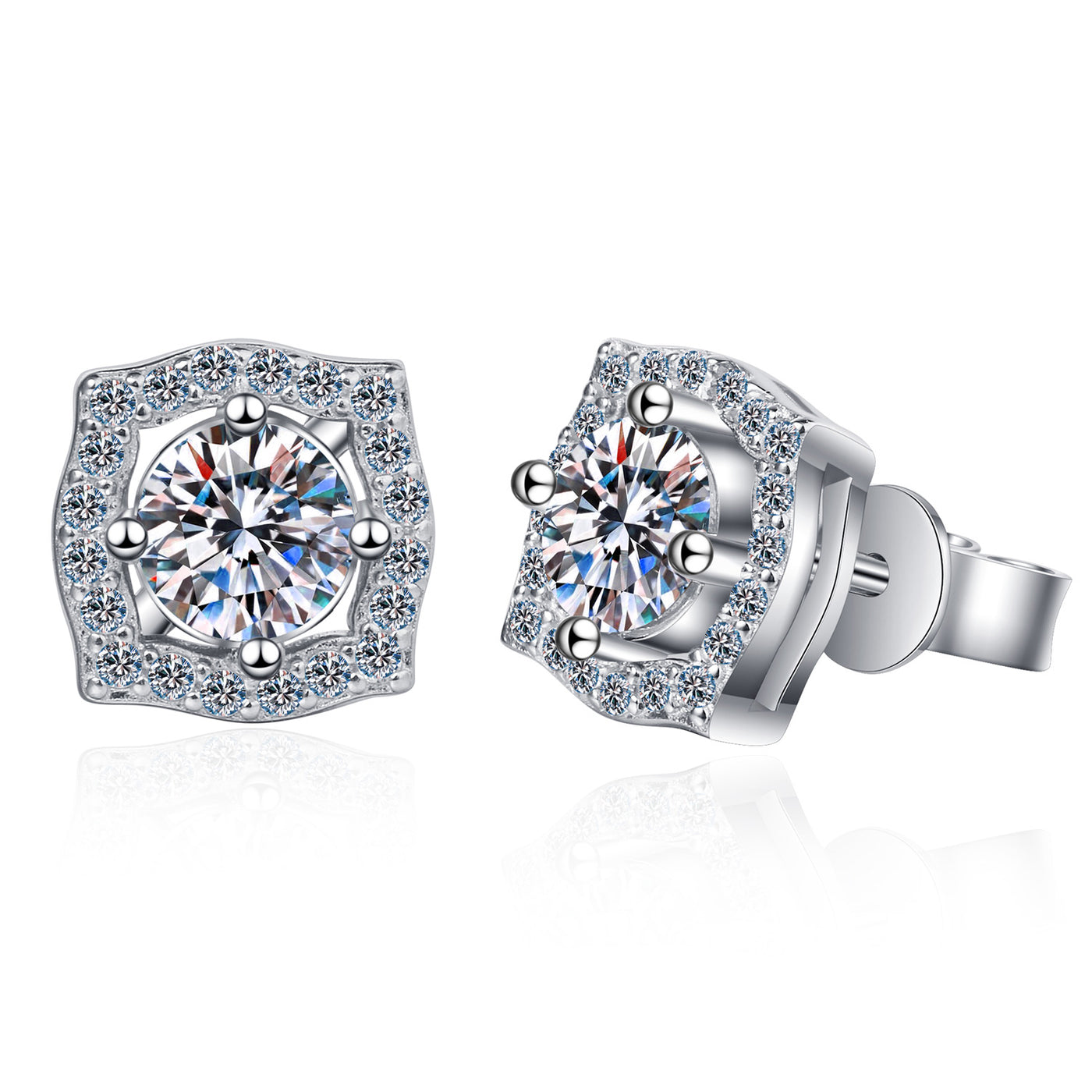 LANjewels Harry Halo Moissanite Stud Earrings