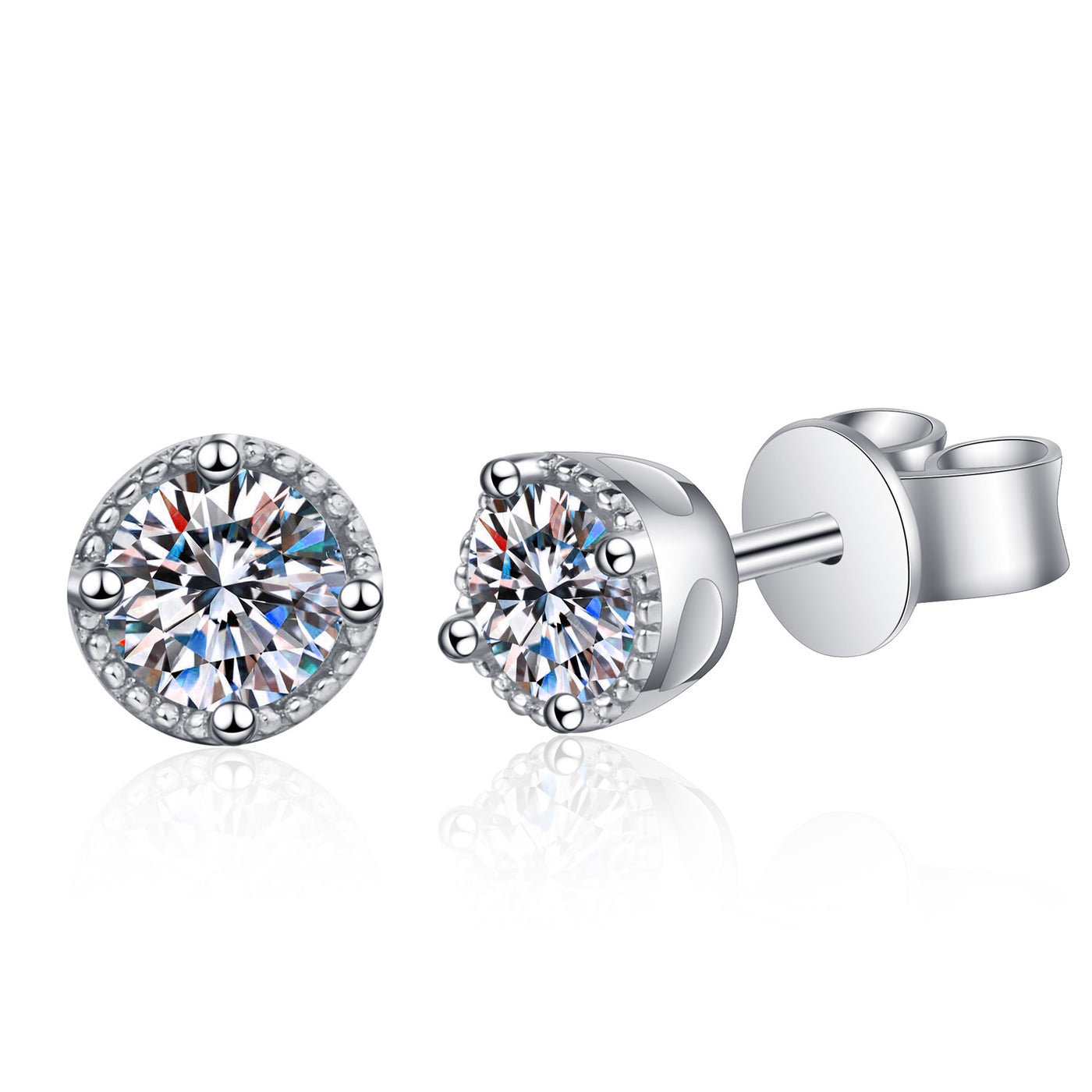 LANjewels Halo Four-Prong Moissanite Stud Earrings (0.60 ct.tw.)