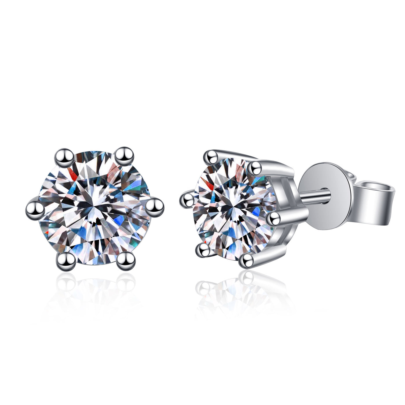 LANjewels Basket Setting Six-Prong Moissanite Stud Earrings