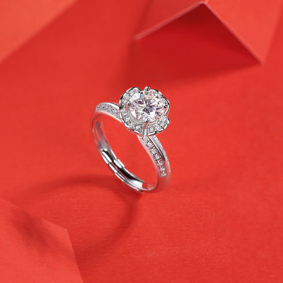 LANjewels Flower Shape Moissanite Engagement Ring 1.0 ct