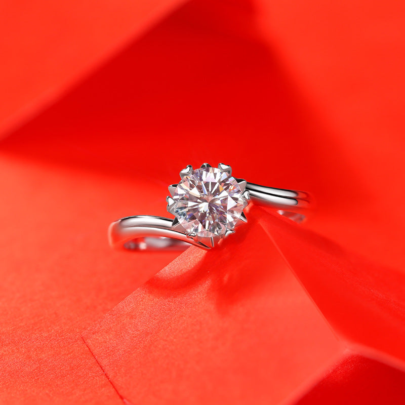 LANjewels Snowflake Twisted Moissanite Engagement Ring